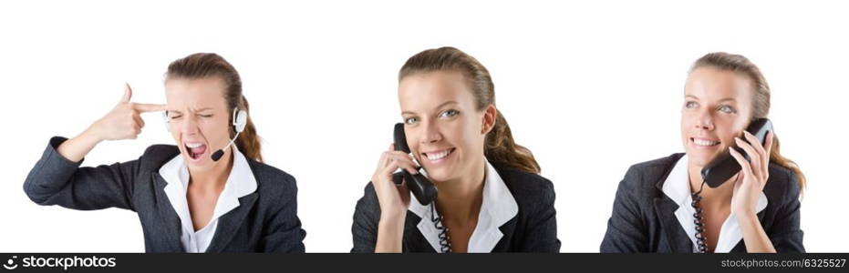 Call center assistant responding to calls