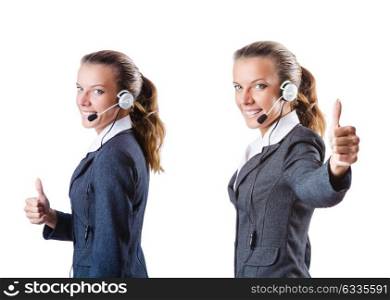 Call center assistant responding to calls