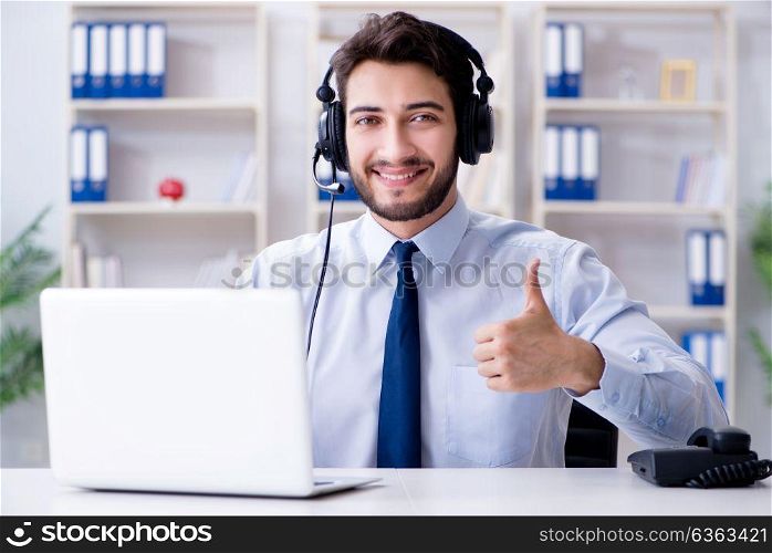 Call center employee working in office