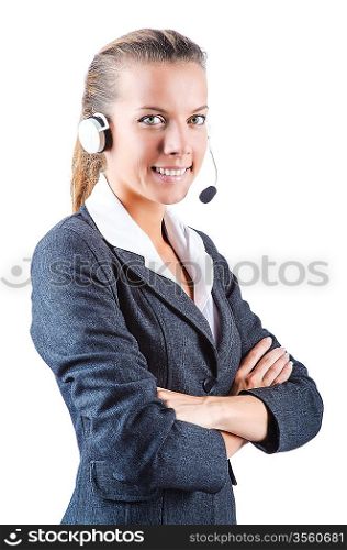 Call center operator isolated on white
