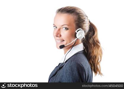 Call center operator isolated on white