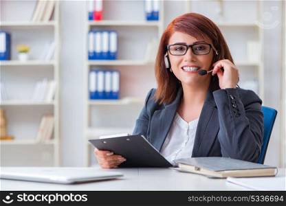 Call center operator working with clients