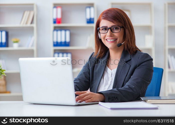 Call center operator working with clients