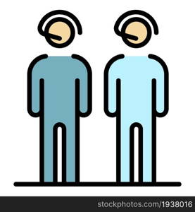 Call center people group icon. Outline call center people group vector icon color flat isolated. Call center people group icon color outline vector