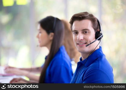 Call center team at the office