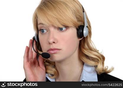Call-center worker listening