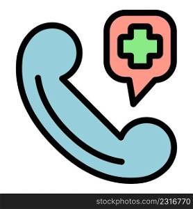 Call doctor icon. Outline call doctor vector icon color flat isolated. Call doctor icon color outline vector