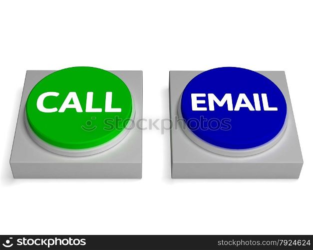 Call Email Buttons Showing Calling Or Emailing