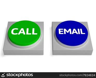 Call Email Buttons Showing Calling Or Emailing