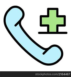 Call medical center icon. Outline call medical center vector icon color flat isolated. Call medical center icon color outline vector