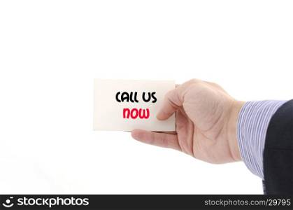 Call us now text concept isolated over white background