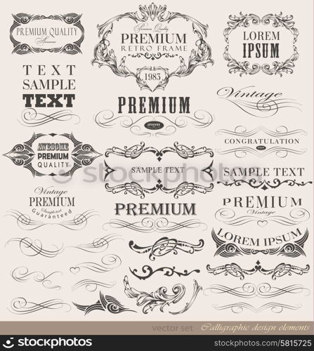 calligraphic design elements and page decoration vector set. calligraphic design elements