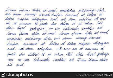 Calligraphic handwritten letter. Latin text Lorem ipsum. Handwriting. Manuscript. Script. Font. Abstract texture background