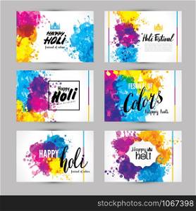 Calligraphic header and banner set happy holi beautiful Indian festival colorful collection design. Vector illustration.. Calligraphic header and banner set happy holi beautiful Indian f