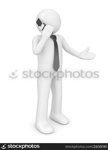 ""Calling man with tie (people at office, stuff, manager series; 3d isolated character)""