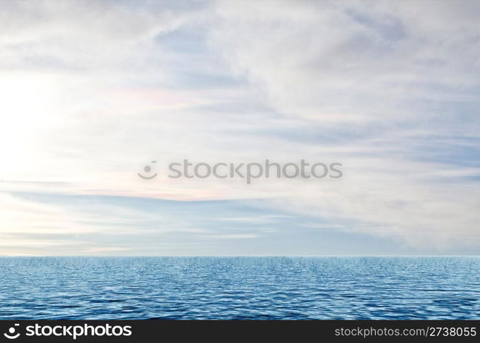 Calm ocean and cloudy sky background