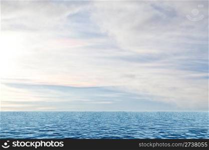 Calm ocean and cloudy sky background