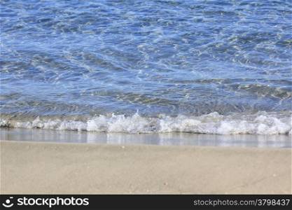 calm sea lapping against white sandy beach