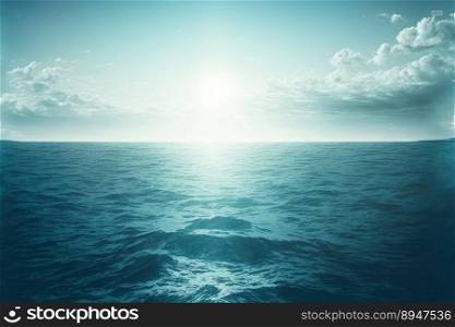 Calm sea water ocean sky horizon scenics. Generative AI