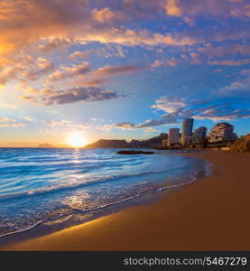 Calpe Alicante sunset at beach Cantal Roig in Mediterranean Spain