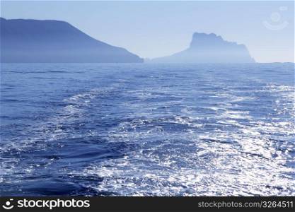 Calpe Ifach PeAon view from Mediterranean Altea blue fog sea