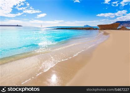 Calpe playa Cantal Roig beach near Penon de Ifach at Alicante spain