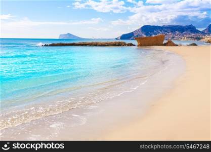 Calpe playa Cantal Roig beach near Penon de Ifach at Alicante spain