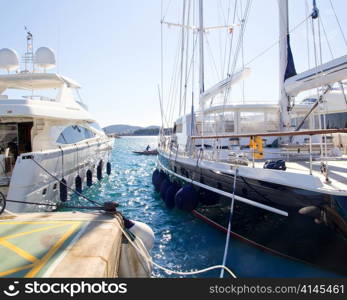 Calvia Puerto Portals Nous luxury yachts in Majorca Balearic Island from Spain