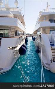 Calvia Puerto Portals Nous luxury yachts in Majorca Balearic Island from Spain