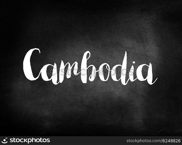 Cambodia written on a blackboard