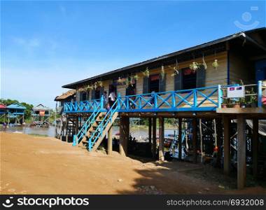 Cambodian school children at the floating village n Tonle Sap Lake in Siem Reap, Cambodia