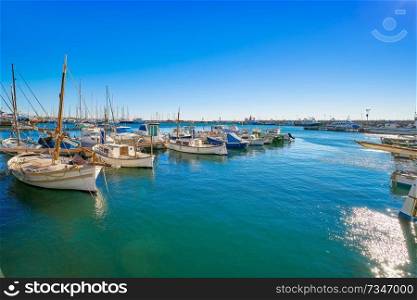 Cambrils port boats in Tarragona of Catalonia in Spain