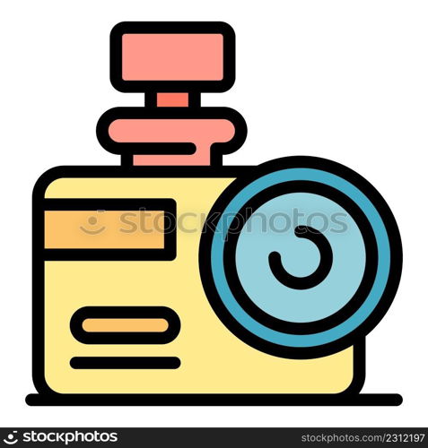 Camcorder video icon. Outline camcorder video vector icon color flat isolated. Camcorder video icon color outline vector