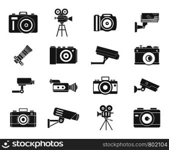 Camera icon set. Simple set of camera vector icons for web design isolated on white background. Camera icon set, simple style