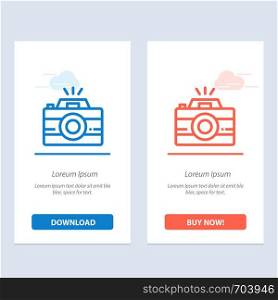 Camera, Image, Photo, Photography Blue and Red Download and Buy Now web Widget Card Template