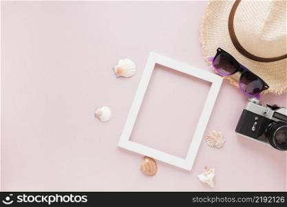 camera with straw hat shells frame