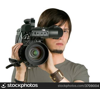 Cameraman, isolated on white background