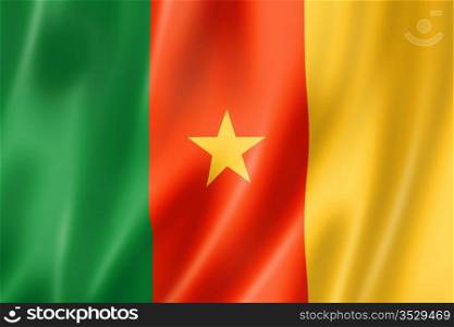 Cameroon flag, three dimensional render, satin texture. Cameroon flag