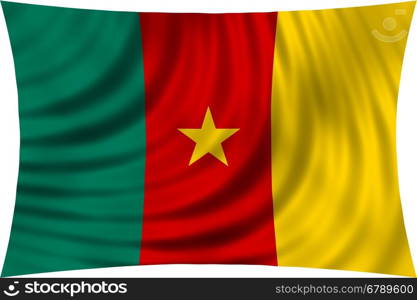 Cameroonian national official flag. African patriotic symbol, banner, element, background. Correct colors. Flag of Cameroon waving, isolated on white, 3d illustration