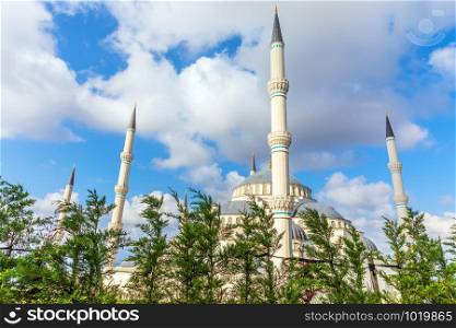 Camlica Mosque in the trees, Istanbul, Turkey.. Camlica Mosque in the trees, Istanbul, Turkey