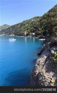 Camogli and Paradiso Gulf frm Punta Chiappa, Liguria, Italy