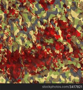 camouflage bloodstained. green camouflage material covered in red blood stains