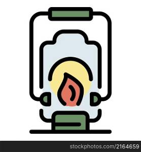 Camp lamp icon. Outline camp lamp vector icon color flat isolated. Camp lamp icon color outline vector