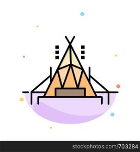 Camp, Tent, Camping Abstract Flat Color Icon Template