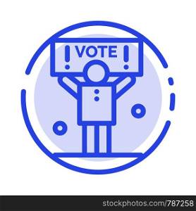Campaign, Political, Politics, Vote Blue Dotted Line Line Icon