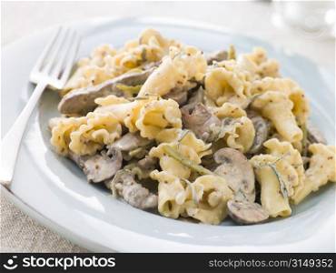 Campanelle Pasta with Beef Fillet Strips in a Sage and Grain Mustard Sauce