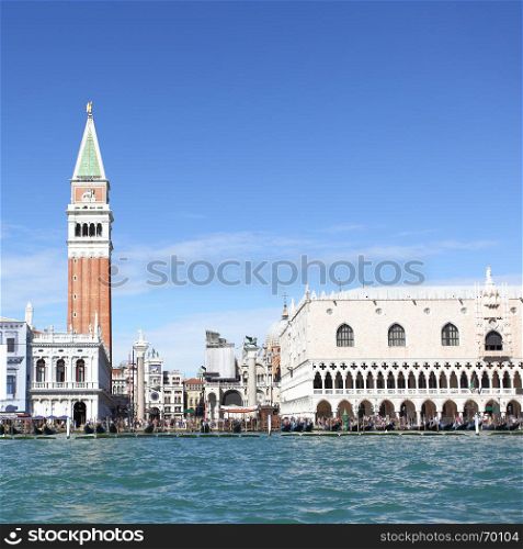 Campanile and Doge's palace on San Marco square in Venice