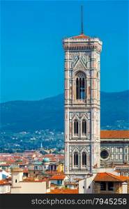 Campanile di Giotto at morning from Palazzo Vecchio in Florence, Tuscany, Italy