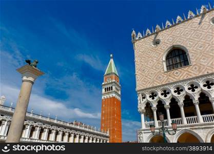 Campanile di San Marco on St. Mark&amp;#39;s Square in summer day, Venice, Italy
