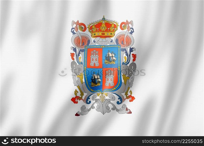 Campeche state flag, Mexico waving banner collection. 3D illustration. Campeche state flag, Mexico